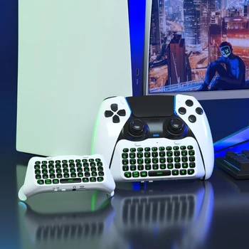 Зеленая клавиатура с подсветкой для игрового контроллера PS 5, беспроводная мини-клавиатура, чат-панель