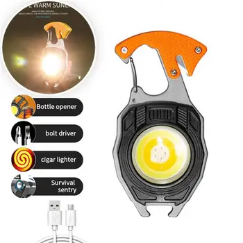Мини светодиодный фонарик Брелок Для ключей Многофункциональный Портативный COB Походные Фонарики USB Зарядка Рабочие Фонари рыболовный Фонарь