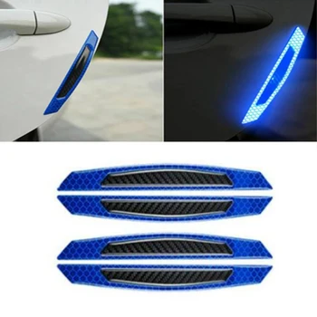 4ШТ Универсальных синих светоотражающих предупреждающих полосок Наклейки-отражатели на бампере автомобиля, наклейки для автомобиля безопасности, Декоративные наклейки
