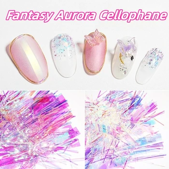 1 упаковка бумажного зеркала Aurora высокой яркости в японском стиле, Волшебные целлофановые украшения для маникюра, наклейки для фототерапии ногтей.