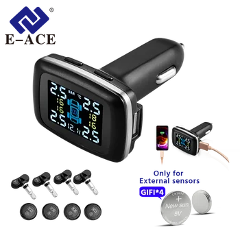 Yanace K06 USB TPMS 4 датчика Дисплей Сигнализация давления в автомобильных шинах Система мониторинга давления в шинах Сигнализация температуры прикуривателя