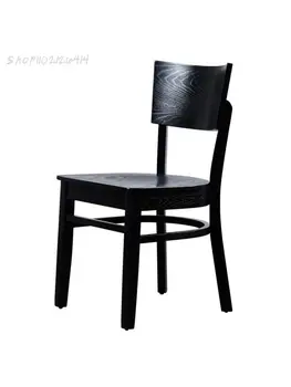 Современный минималистичный обеденный стул из черного массива дерева Nordic home restaurant со спинкой из высококачественного ясеня для кафе отеля