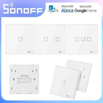 SONOFF T2 Smart Light Switch EU Умный Дом Сенсорный Выключатель 1 2 3 Банды Приложение eWeLink Дистанционное Голосовое Управление Работает С Alexa Google Home