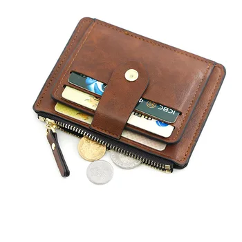 Мужской кошелек для карт, короткий, из матовой кожи, Ретро, тканевый, с несколькими картами, Держатель для карт, Деньги, Новый минималистичный кошелек, Прозрачные монеты