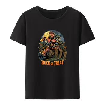 Забавные футболки с топором в виде зомби на Хэллоуин, футболки с мультяшным рисунком, креативные популярные дышащие майки с коротким рукавом