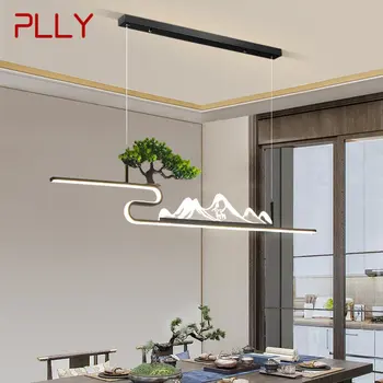 Китайский подвесной потолочный светильник PLLY, современный креативный пейзаж, чайный домик Дзен, светодиодная люстра для столовой, декор для кабинета