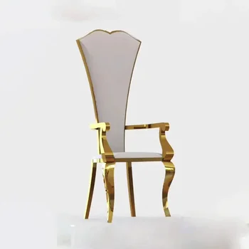 Новый дизайн, искусственная подушка с высокой спинкой, каркас из нержавеющей стали, современное обеденное кресло, свадебные бархатные стулья-трон