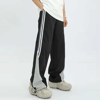 Мужские брюки Y2K Street унисекс с эластичной резинкой на талии, открывающие ногу, спортивные, для бега трусцой, повседневные, для улицы, свободного кроя, M-2XL