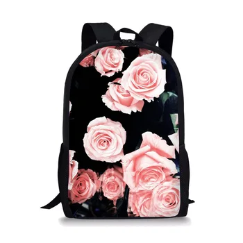 Рюкзак с розовой розой, школьный ранец с романтическими цветами для девочек-подростков, красивые школьные сумки с цветочным рисунком, 16 дюймов, студенческая сумка для книг, сумка для ноутбука