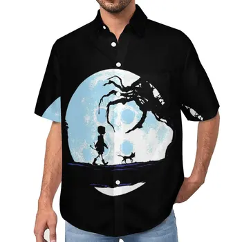 Повседневная рубашка Coraline на Хэллоуин, глаза с привидениями, Снэпперспуки, свободная рубашка с мультяшными каникулами, винтажные блузки, дизайнерские топы с короткими рукавами