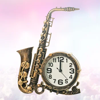 Винтажный будильник в форме саксофона, настольные часы, настольные часы, подарки для домашнего декора, без них,