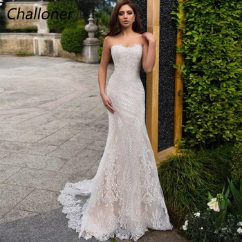 Элегантное свадебное платье Challoner, роскошные свадебные платья без бретелек, без рукавов, с кружевными аппликациями, с открытой спиной, длиной до пола, Vestido De Novia