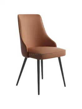 Обеденный стул Бытовой Современный минималистичный Ресторанный стул со спинкой Для отдыха Кованый стул для кафе Nordic Light Роскошный отель