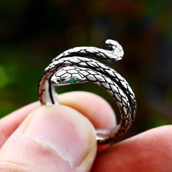 Модное Ретро Креативное кольцо-змея из нержавеющей стали Для мужчин и женщин, Панк-крутое кольцо с животными, Байкерские Уникальные ювелирные изделия, подарки Оптом