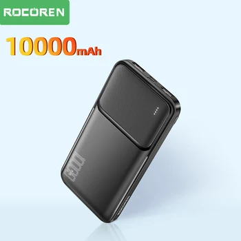 Rocoren Power Bank 10000 мАч Портативный Внешний Аккумулятор ПоверБанк Быстрая Зарядка Зарядное Устройство Powerbank Для iPhone Xiaomi Samsung Huawei