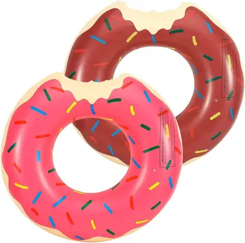 Надувное Плавательное Кольцо Cute Donut Pool Floats Для Детей И Взрослых Розово-Коричневые Пвх Водные Плавательные Трубки Pool Party Lifebuoy