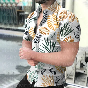 Пейзаж морского заката с художественным рисунком и 3D принтом, повседневная рубашка на пуговицах, мужская гавайская рубашка