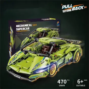 Техническая модель супер гоночного автомобиля Строительные блоки Автомобильный Откидной автомобиль DIY MOC Кирпичи Детские Строительные Игрушки