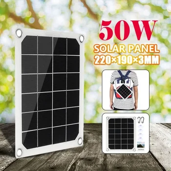 50 Вт Солнечная панель Портативное Двойное зарядное устройство USB 5V 2A Плата солнечных батарей Автомобильное зарядное устройство для телефона Автомобиль RV Лодка Яхта Кемпинг