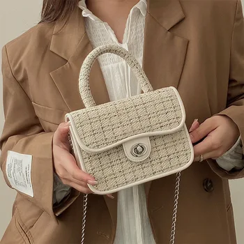 Женские сумки, дизайнерская сумка на цепочке, однотонная женская маленькая квадратная сумка через плечо, Элегантные женские сумки с верхней ручкой, кошелек