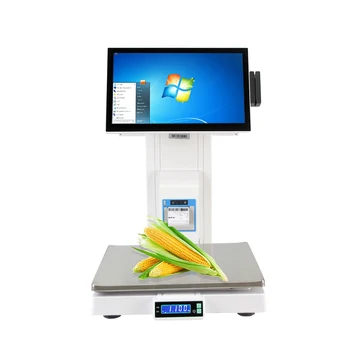 Двухэкранные сенсорные весы 15,6 дюйма с сенсорным экраном, принтером и MSR для супермаркета