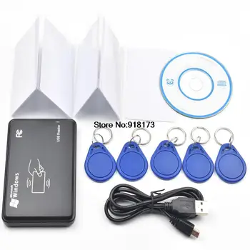 125 кГц USB Бесконтактный контроль доступа Smart RFID ID Reader Writer Copier + 5шт бирка T5577 + 5шт Карта T5577