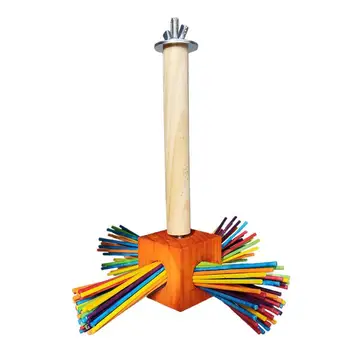 Игрушка для жевания попугая, Вращающаяся подвеска-клетка с разноцветными палочками, безопасная для укуса Деревянная игрушка для кормления птиц, предназначенная для растирания клюва, забава для маленьких