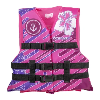 Молодежный спасательный жилет Oceans7 с открытым бортом, прочный, 50-90 фунтов, розовый / фиолетовый спасательный жилет для каяка