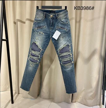 P0883 Модные мужские джинсы 2023 для подиума, роскошный известный бренд, европейский дизайн, мужская одежда в стиле вечеринок