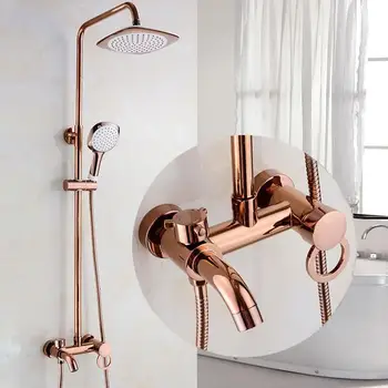 Ванная комната, душевая система из латуни и розового золота, настенный 8-дюймовый смеситель для тропического душа, 3 функции, одна ручка