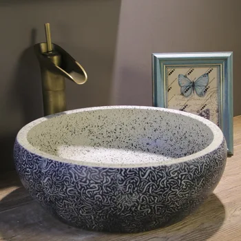 Цзиндэчжэнь Керамический настольный умывальник Китайский Креативный умывальник для домашней ванной комнаты Ретро-умывальник
