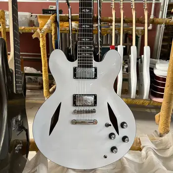 DG 335 Электрогитара с полуполым корпусом, Белый Цвет, Накладка из розового дерева, Высококачественная гитара, Бесплатная Доставка