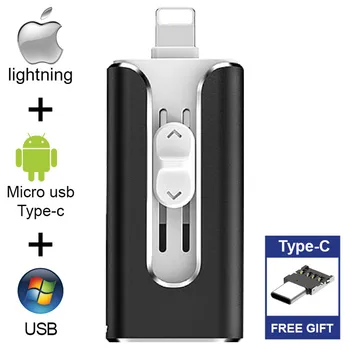 USB 3.0 OTG Флэш-накопитель для iPhone 15 14 13 Тип USB-C 4 в 1 Флеш-накопитель 32 ГБ Usb Memory Stick 64 ГБ 128 ГБ 256 Г Флешка U Диск