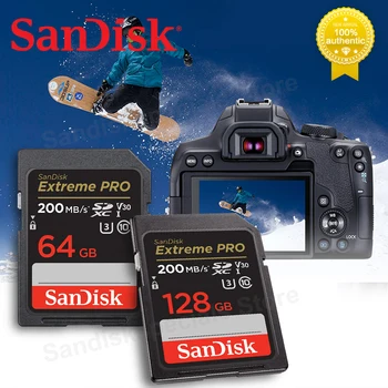 Оригинальная SD-карта SanDisk Extreme PRO Скорость Карты памяти до 200 МБ/с U3 4K UHD Видео C10 V30 SDXC UHS-I Карты для Камеры DV SLR