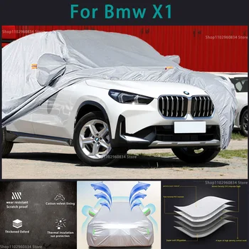Для BMW X1 210T Водонепроницаемые автомобильные чехлы с защитой от солнца и ультрафиолета на открытом воздухе, защита от пыли, дождя, снега, Автозащитный чехол