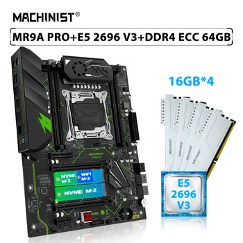 MACHINIST X99 Комплект материнской платы LGA 2011-3 комплект процессора Xeon E5 2696 V3 CPU 4шт * 16 ГБ = 64 ГБ ECC памяти DDR4 RAM WIFI M.2 MR9A PRO