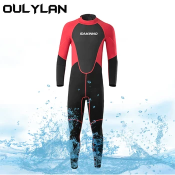 Oulylan полный гидрокостюм для мужчин 3 мм неопрен дайвинг костюм серфинг подводное плавание длинные рукава молния сзади термальный купальник подводное плавание