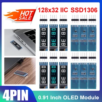 0,91-дюймовый OLED-Модуль 4pin 128x32 SSD1306 OLED-Дисплей DIY Модуль 3,3 В/5 В С Низким энергопотреблением IIC Communicate для Arduino