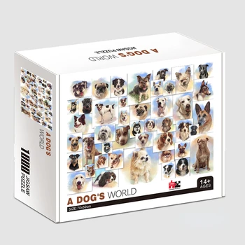 Пазл для взрослых 70 * 50 см, 1000 бумажных пазлов, Всемирно известная серия картин Собаки, Обучающие Игрушки для рукоделия, Подарки