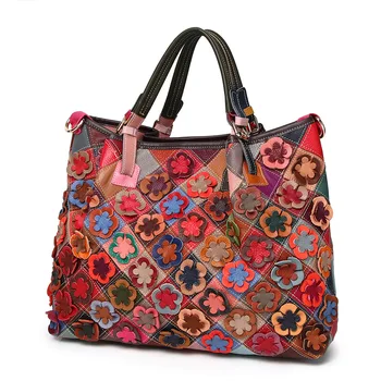 Женские сумки с верхней ручкой из натуральной кожи с цветами, модная повседневная сумка для вечеринок, роскошная сумка через плечо для девочек