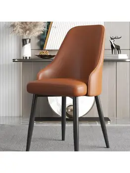 Домашний обеденный стул Nordic Light класса люкс, современный стул с простой спинкой, Кожаная Мягкая сумка, Обеденный стол, стул, сетка, Красный табурет для ногтей