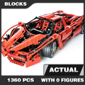 1360шт Технический гонщик в масштабе 1:10 Красный супер гоночный автомобиль Двигатель V12 Дверь-бабочка 10571 Набор строительных блоков, совместимый с моделью