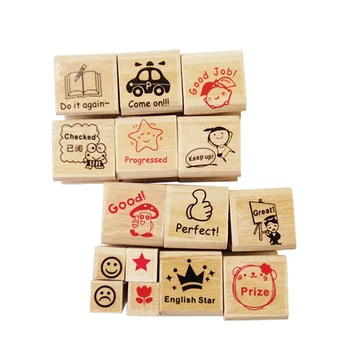 15 шт./компл. Деревянный штамп с рисунком для медсестры детского сада, поощряющий резиновый штамп, уникальный подарок для детей