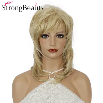 StrongBeauty Прямые парики средней длины из мягких волос, женский синтетический парик без цоколя