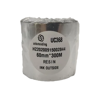 UC368 воск из смолы 60 мм * 300 м TTR для печати этикеток Термотрансферная лента воск /смола/восковая лента из смолы штрих-коды