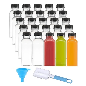 Многоразовые пластиковые бутылки для сока емкостью 12 унций, прозрачные контейнеры для соков, воды, смузи и других напитков