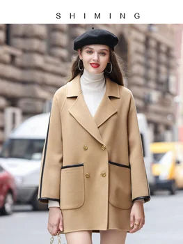 2023 Осень, новое шерстяное пальто высокого класса, женский повседневный костюм из двусторонней ткани для молодежи, шерстяное пальто высокого качества.