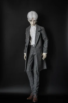 D01-P550 Одежда для кукол ручной работы 1/4 1/3 дяди MSD SSDF SD Аксессуары для кукол темно-серого цвета, пальто в полоску, брюки