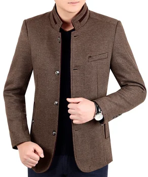 Осеннее шерстяное пальто 2023 года, мужские длинные пальто для отдыха, однотонные деловые повседневные модные куртки, пальто и пиджаки