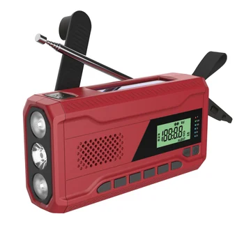 Портативный AM FM Аварийный радиоприемник на солнечной энергии, Ручное динамо-радио, 4500 мАч, блок питания с фонариком